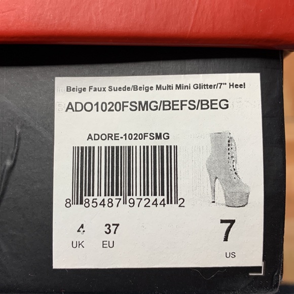 Pleaser Adore Beige Suede w/ Beige Sparkle - NWT 7 (Sold Out Online 1020fsmg) - Picture 7 of 7